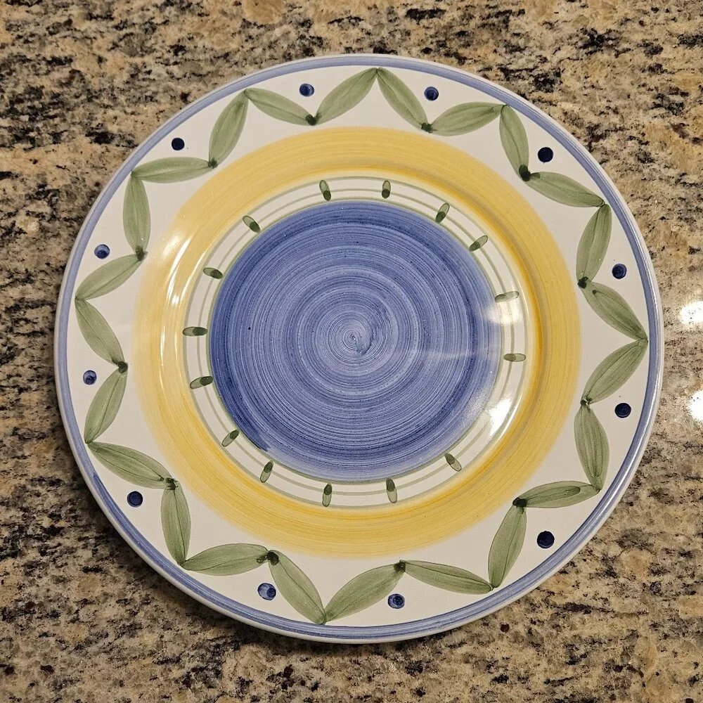 RARE WILLIAMS SONOMA ITALY MARISOL HANDPAINTED SPRING BLUE DINNER PLATE